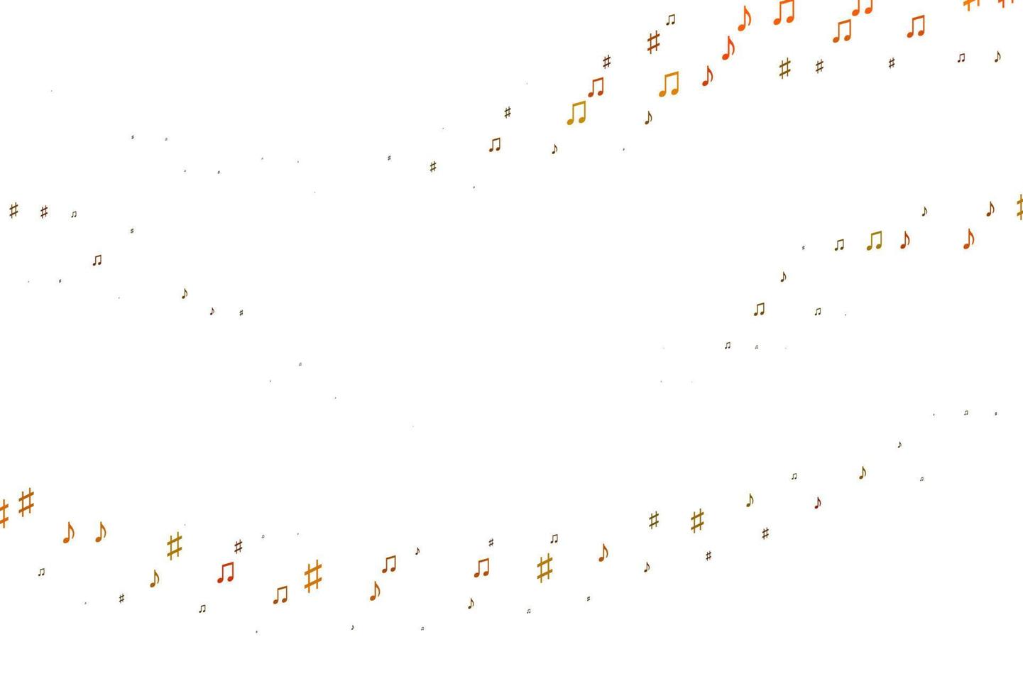 textura de vector naranja claro con notas musicales.