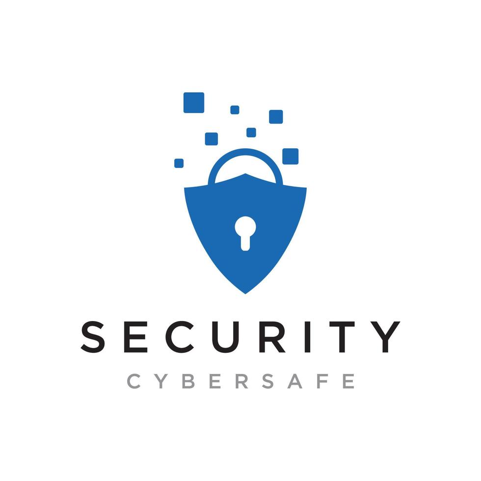 Creative technology digital cyber security logo template design with modern shield and key protection concept. Logo for business, digital and technology. vector