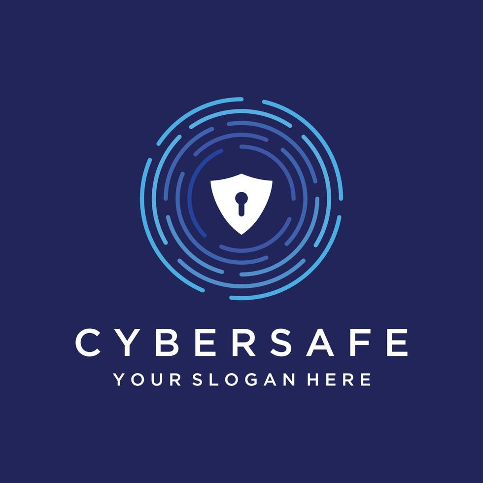 Creative technology digital cyber security logo template design with modern shield and key protection concept. Logo for business, digital and technology. vector