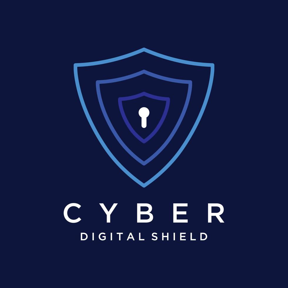 Creative technology digital cyber security logo template design with modern shield and key protection concept. Logo for business, digital and technology. vector