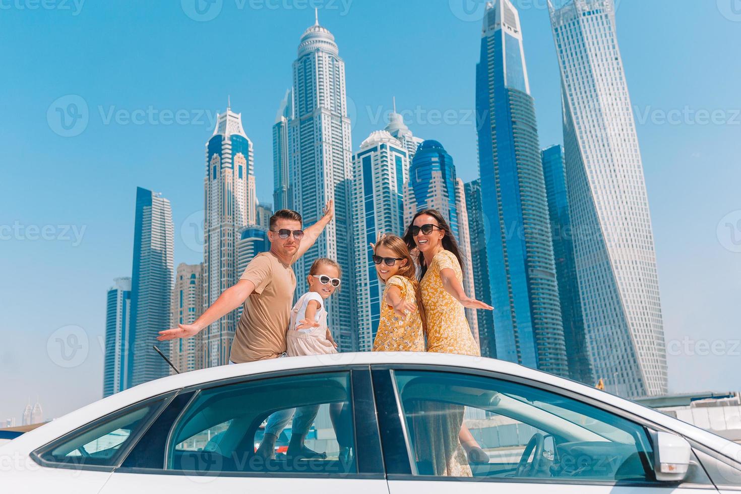 Summer car trip and young family on vacation photo