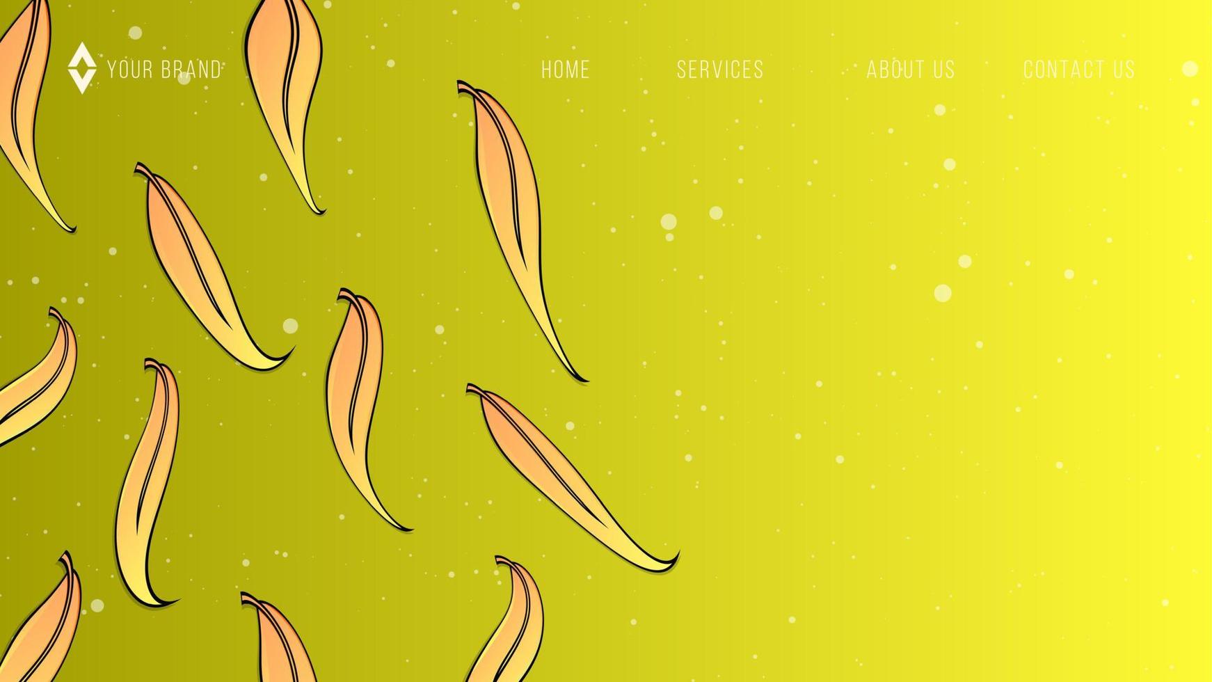 Yellow web design Autumn background design with leaf and botanical leaves for website template vector
