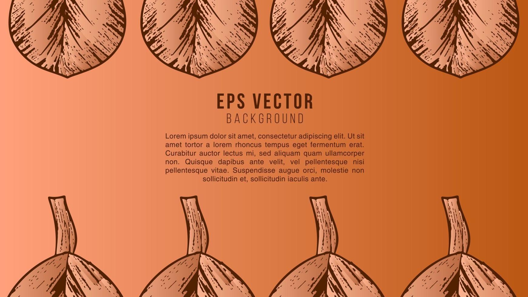 Herbal leaves on a orange background. Leaf wedding simple invitation template. Watercolor style card. All elements are isolated and editable vector