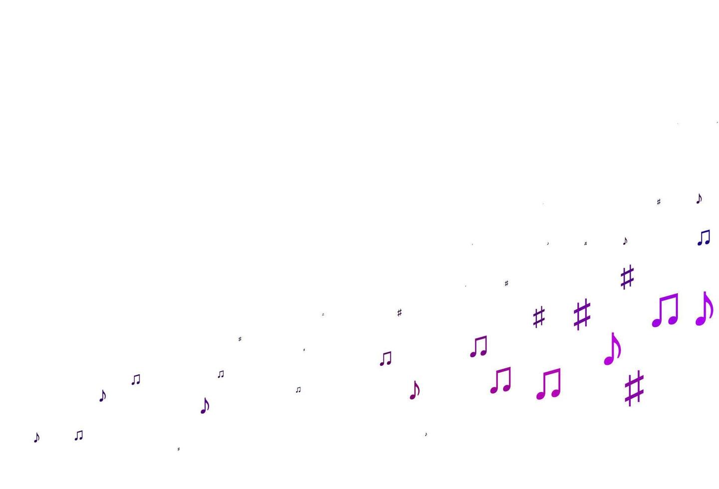 plantilla de vector de color violeta claro, rosa con símbolos musicales.