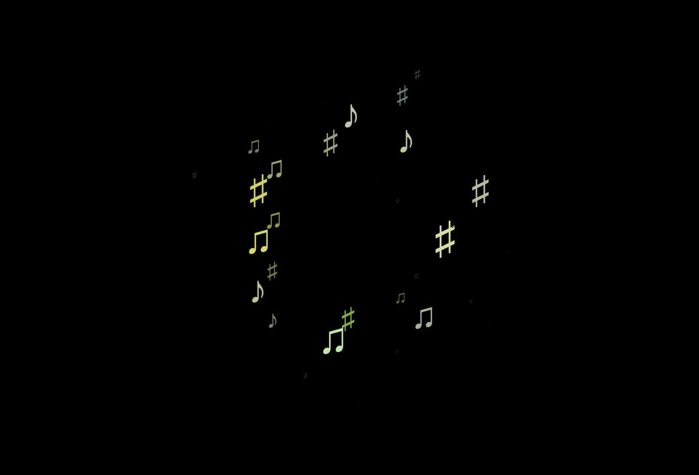 Dark Blue, Yellow vector background with music symbols.