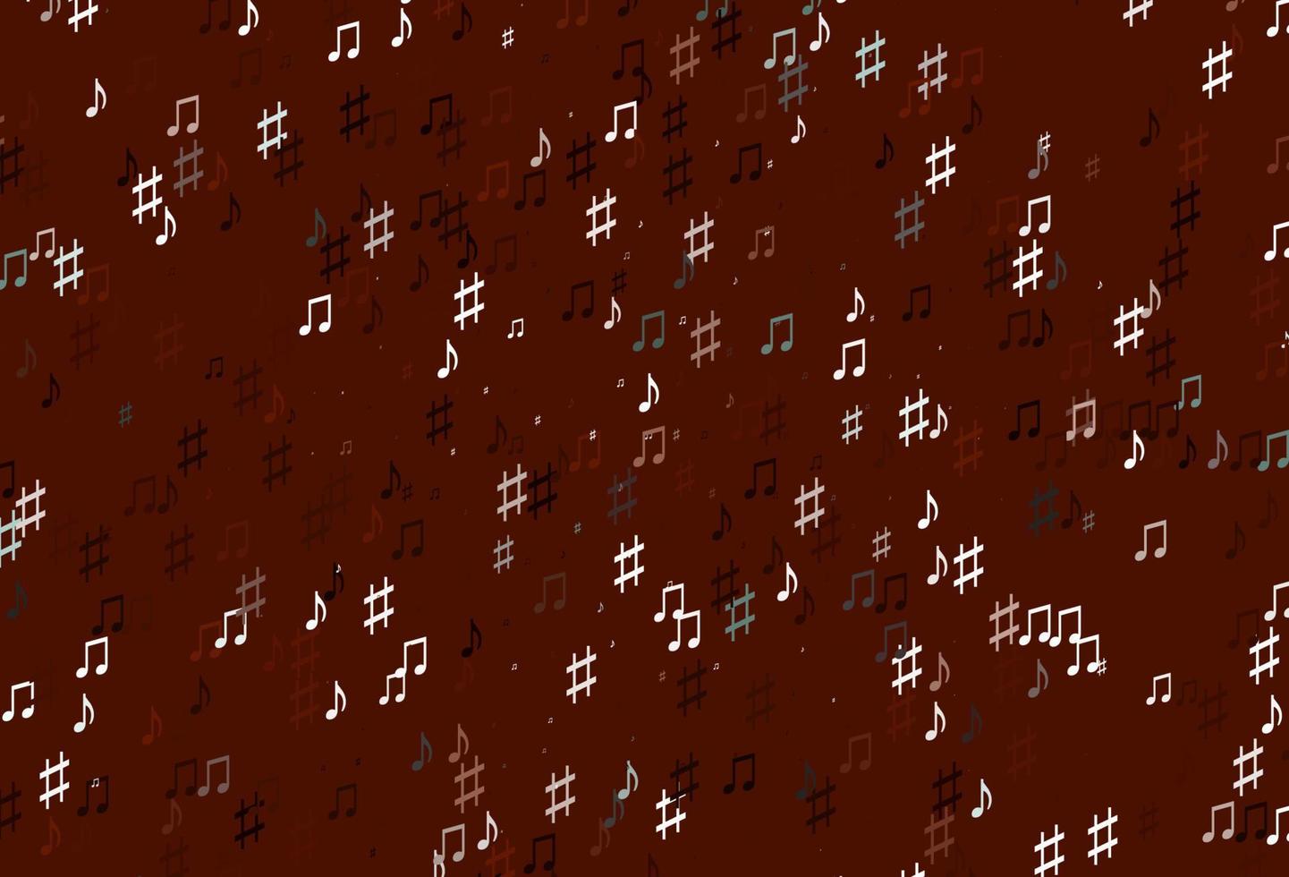plantilla de vector rojo claro con símbolos musicales.