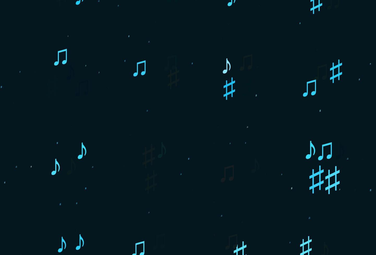 textura de vector azul claro con notas musicales.