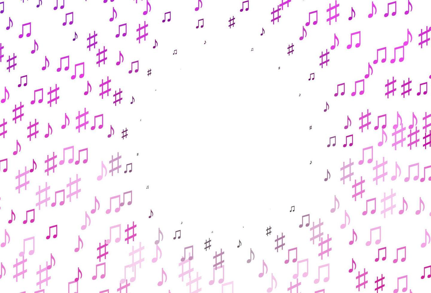 telón de fondo de vector rosa claro con notas musicales.