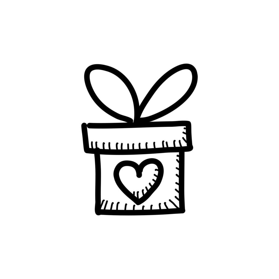 icono de regalo romántico con estilo de dibujo a mano vector