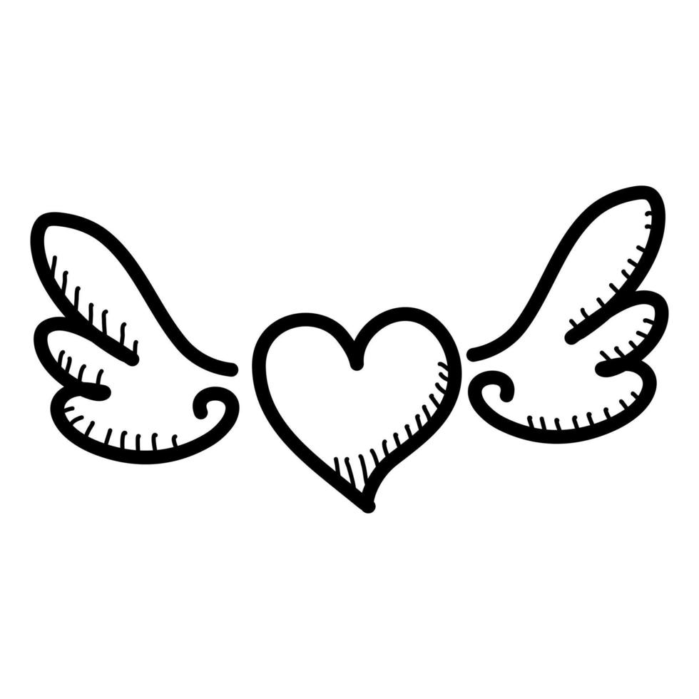 icono de corazón con alas con estilo de dibujo a mano 17756576 Vector en  Vecteezy
