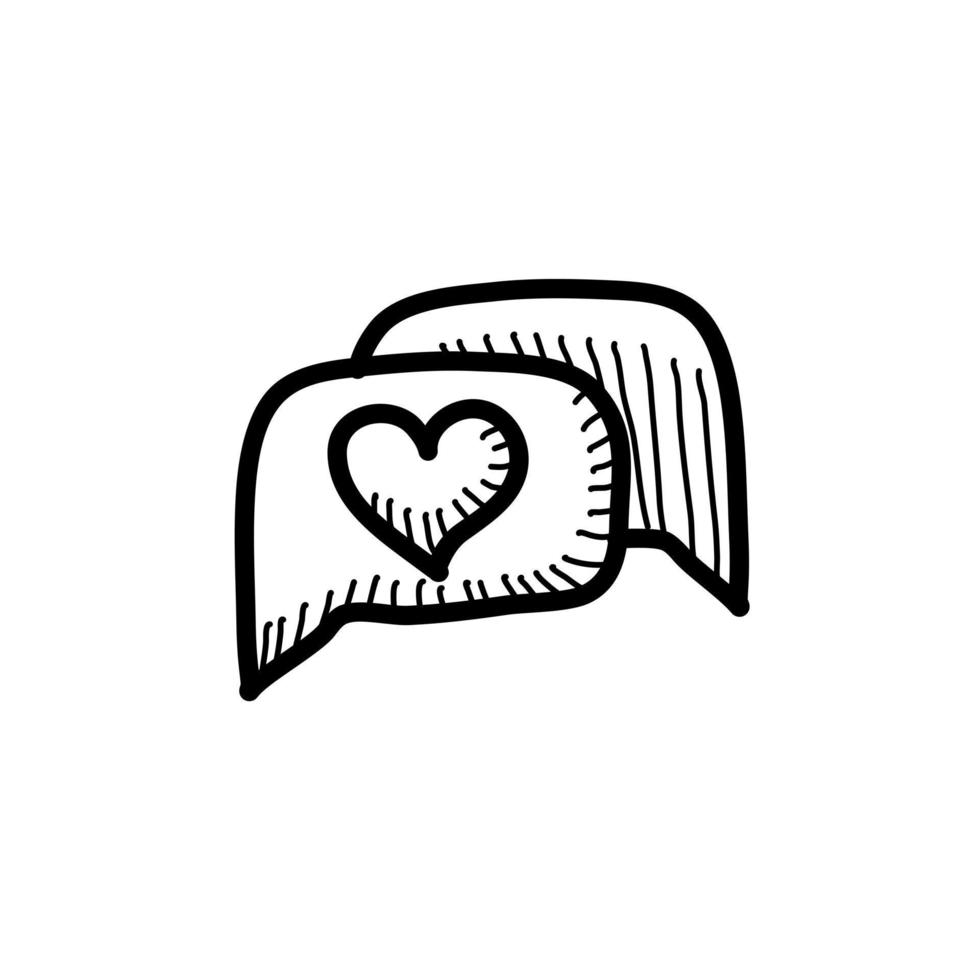 romantic chatting icon with hand draw style vector