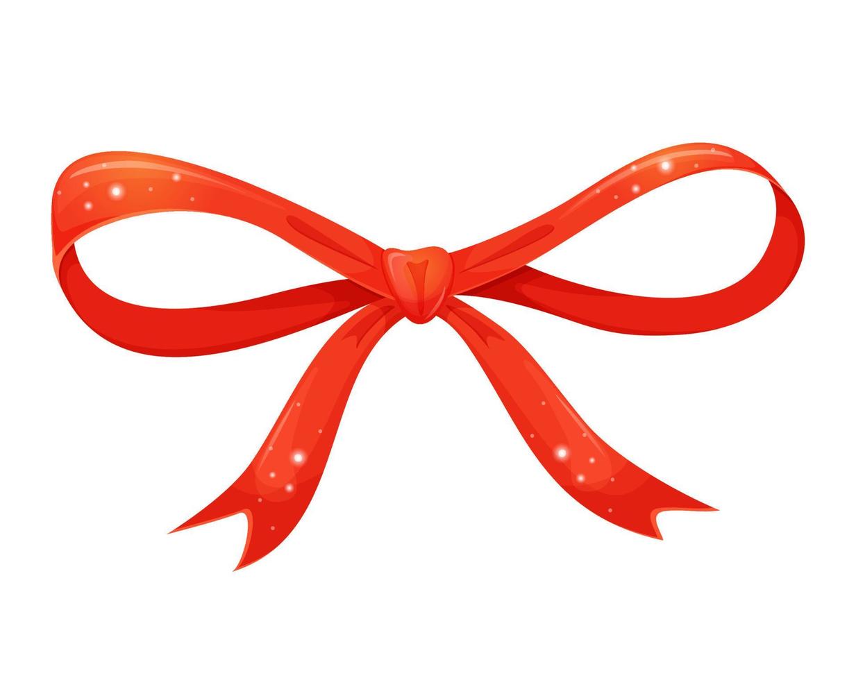 Luxury red thin gift bow in cartoon style. Vector illustration for design isolated on white background.