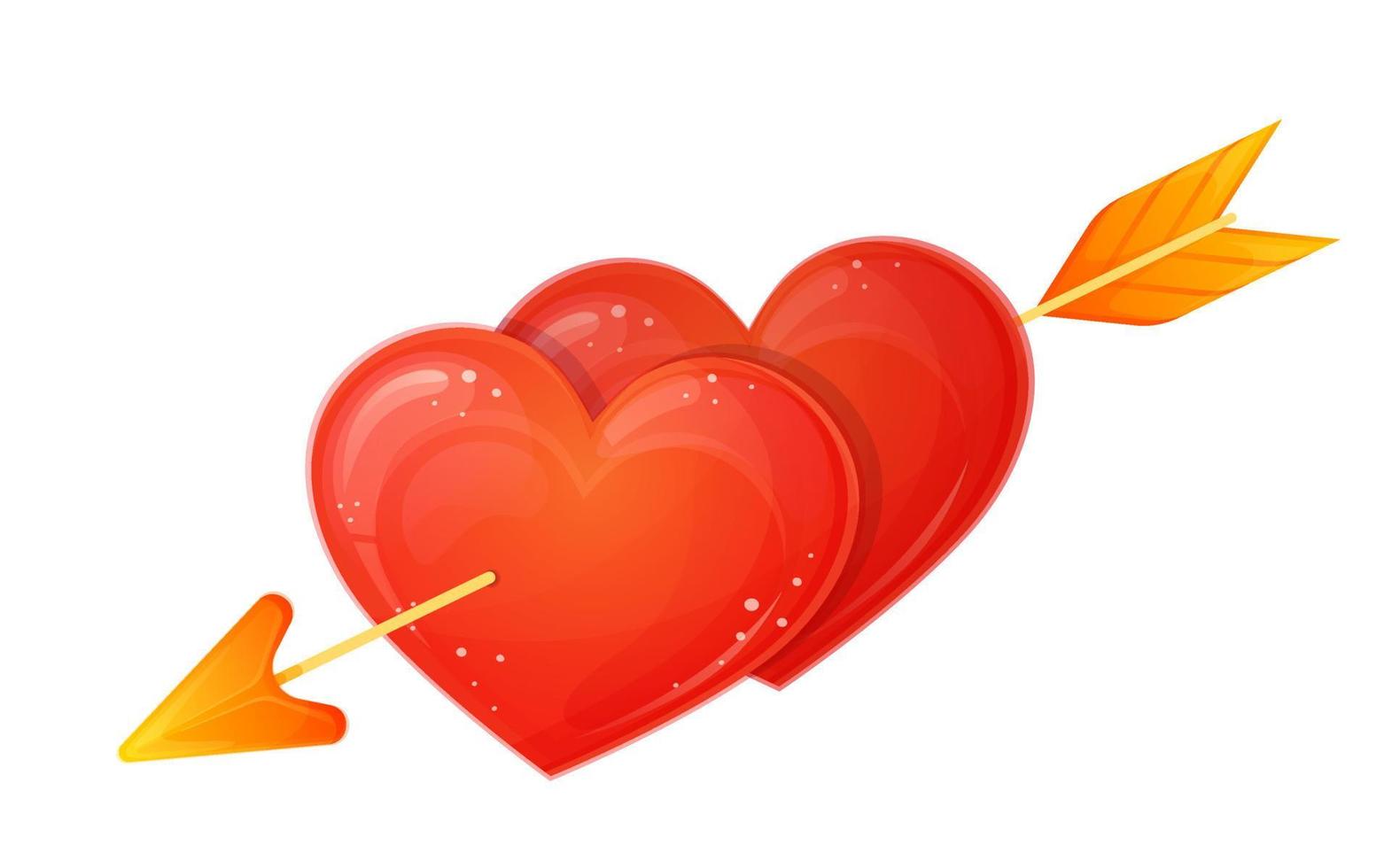 hermosos corazones rojos con la flecha de cupido. día de San Valentín. signo de amor. ilustración vectorial para diseño aislado sobre fondo blanco. vector
