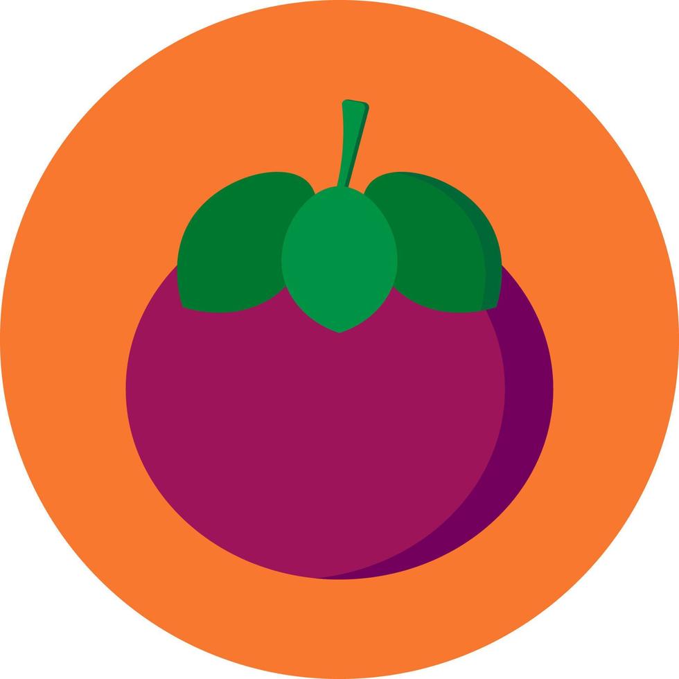 Mangosteen Fruit Flat Icon vector