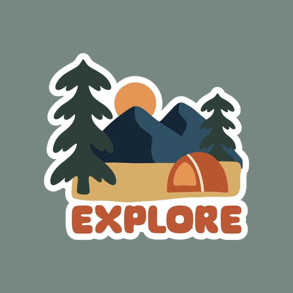 Explore the nature with camping design for badge, sticker, patch, t shirt vector design