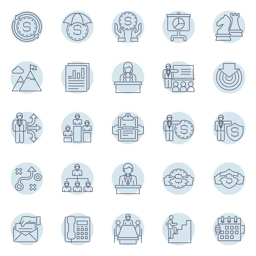 Circle outline icons for Business. vector