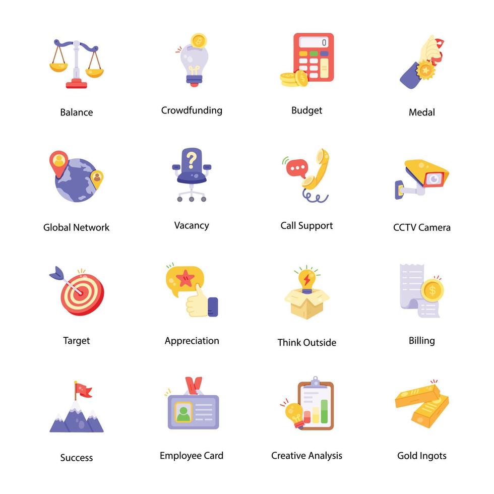 Set of Admin Services Flat Icons vector