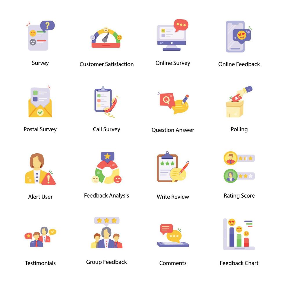 Pack of Survey Flat Icons vector