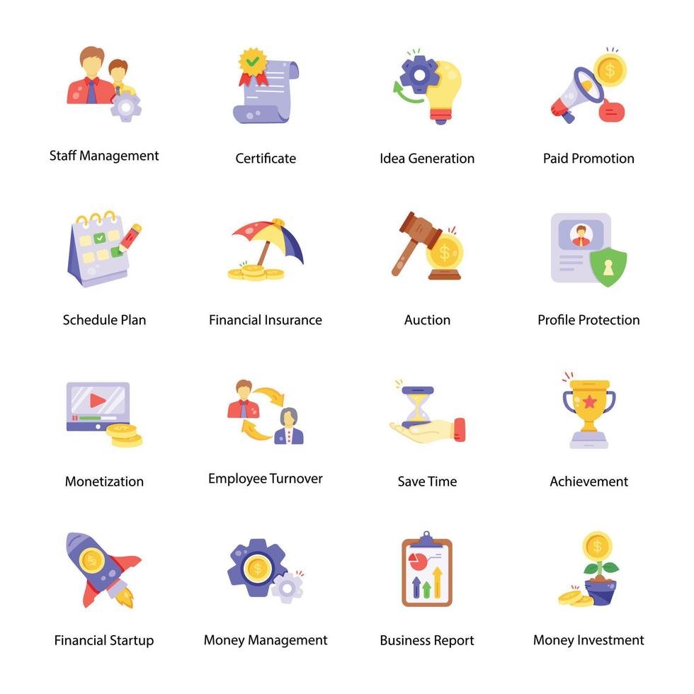 Collection of Administration Flat Icons vector