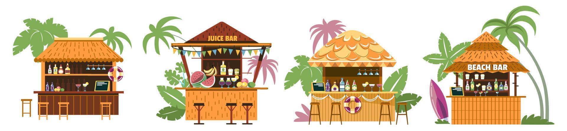 Beach bar, bungalow building cafe or restaurant vector