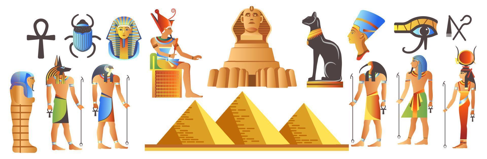 Ancient Egypt with landmarks and deities mythology vector