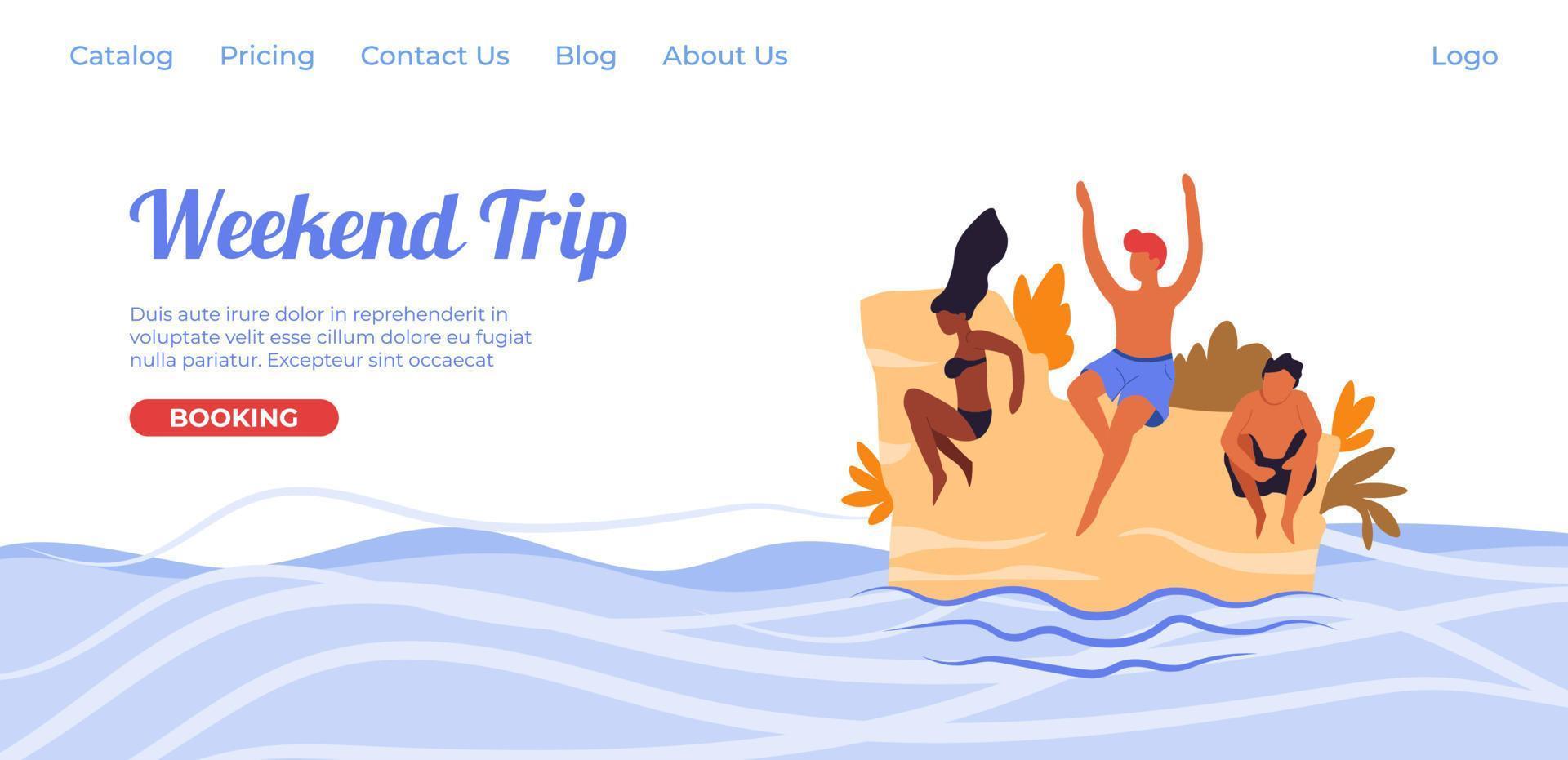 Weekend trip, travel agency proposing tour online vector