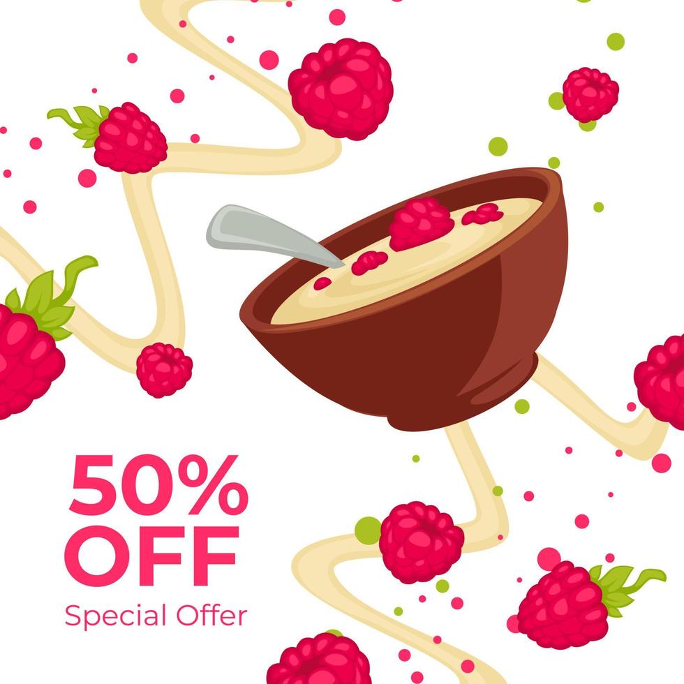 Special offer for cafe dessert orders 50 off price vector