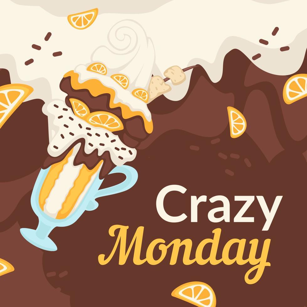 Crazy Monday, discounts and sales of ice cream vector