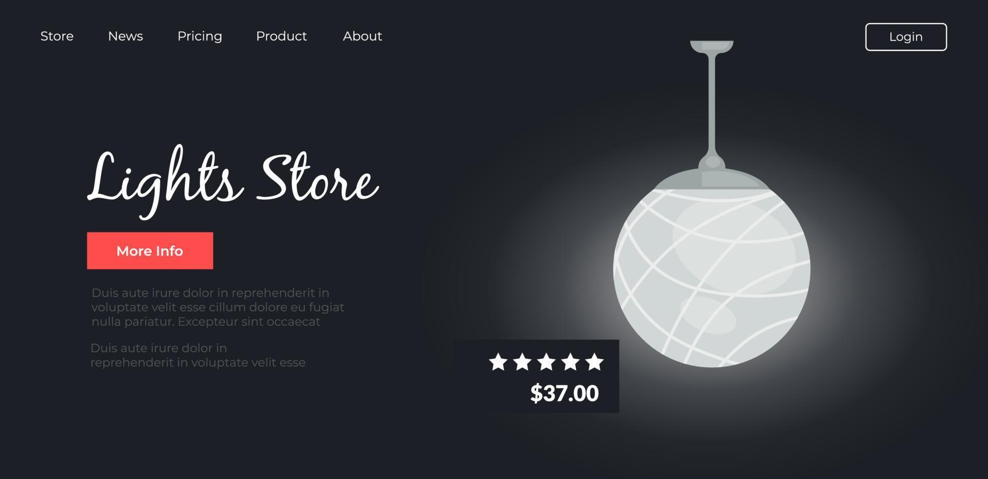 Lights Store, online shop selling lamps in web vector