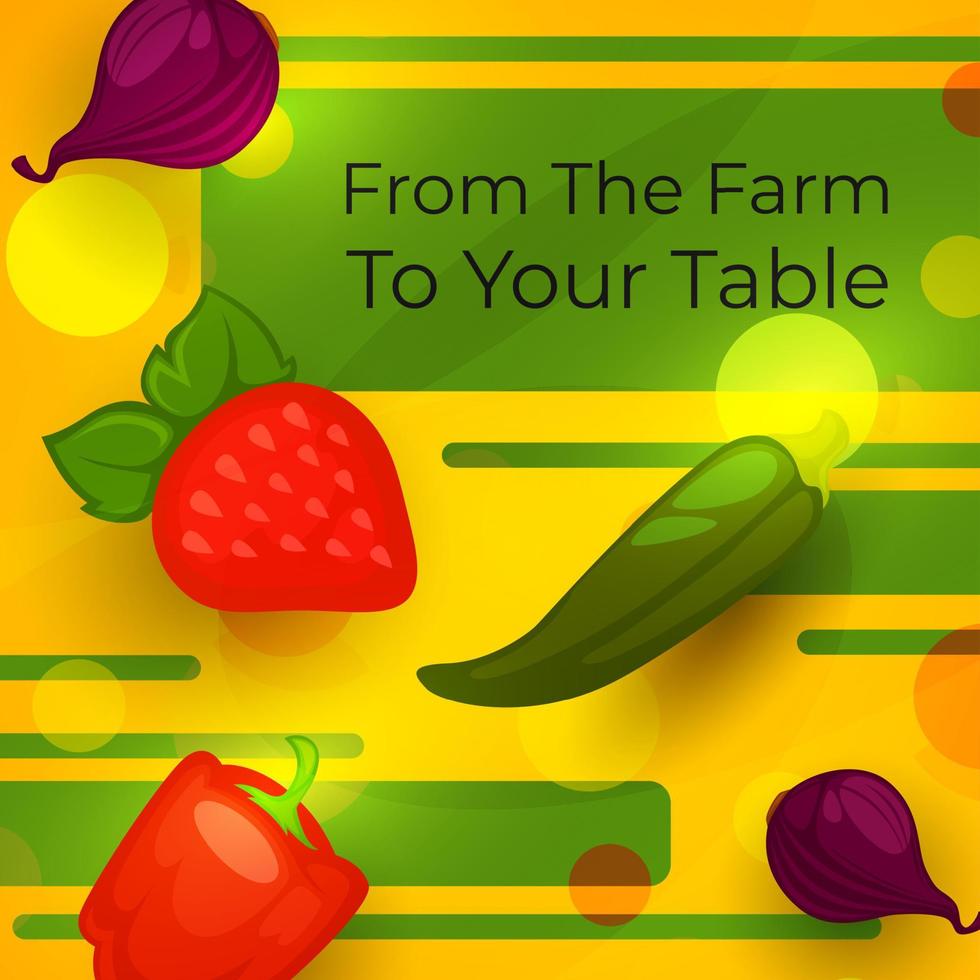 From farm to your table, organic food and meal vector