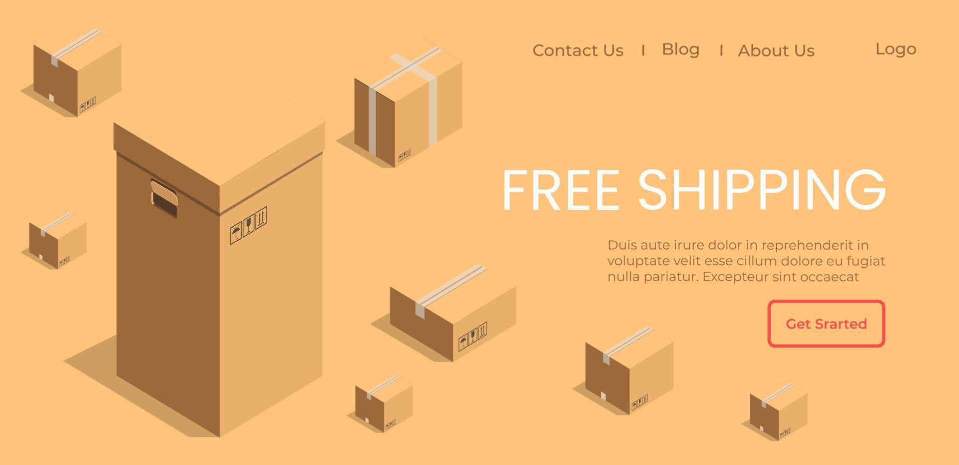 Free shipping of ordered goods, website pages vector