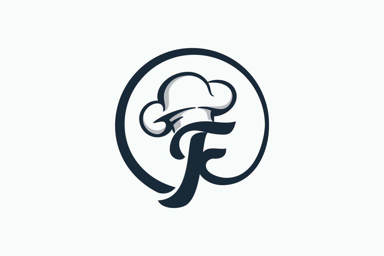 chef logo with a combination of letter f and chef hat for any business especially for restaurant, cafe, catering, etc. vector