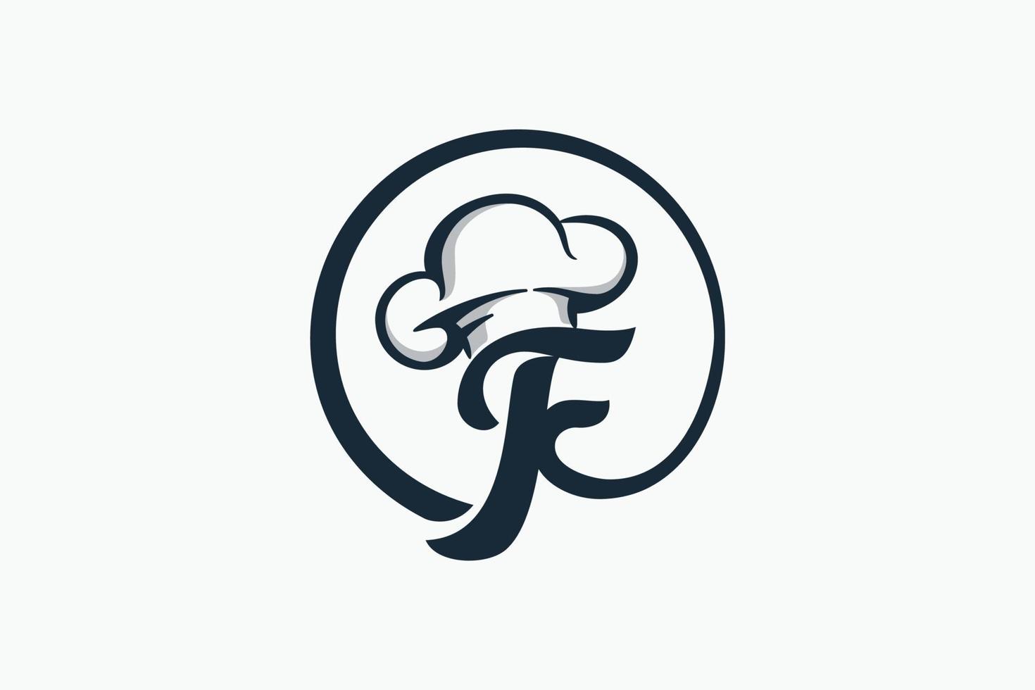 logotipo de chef con una combinación de letra f y sombrero de chef para cualquier negocio, especialmente para restaurante, cafetería, catering, etc. vector