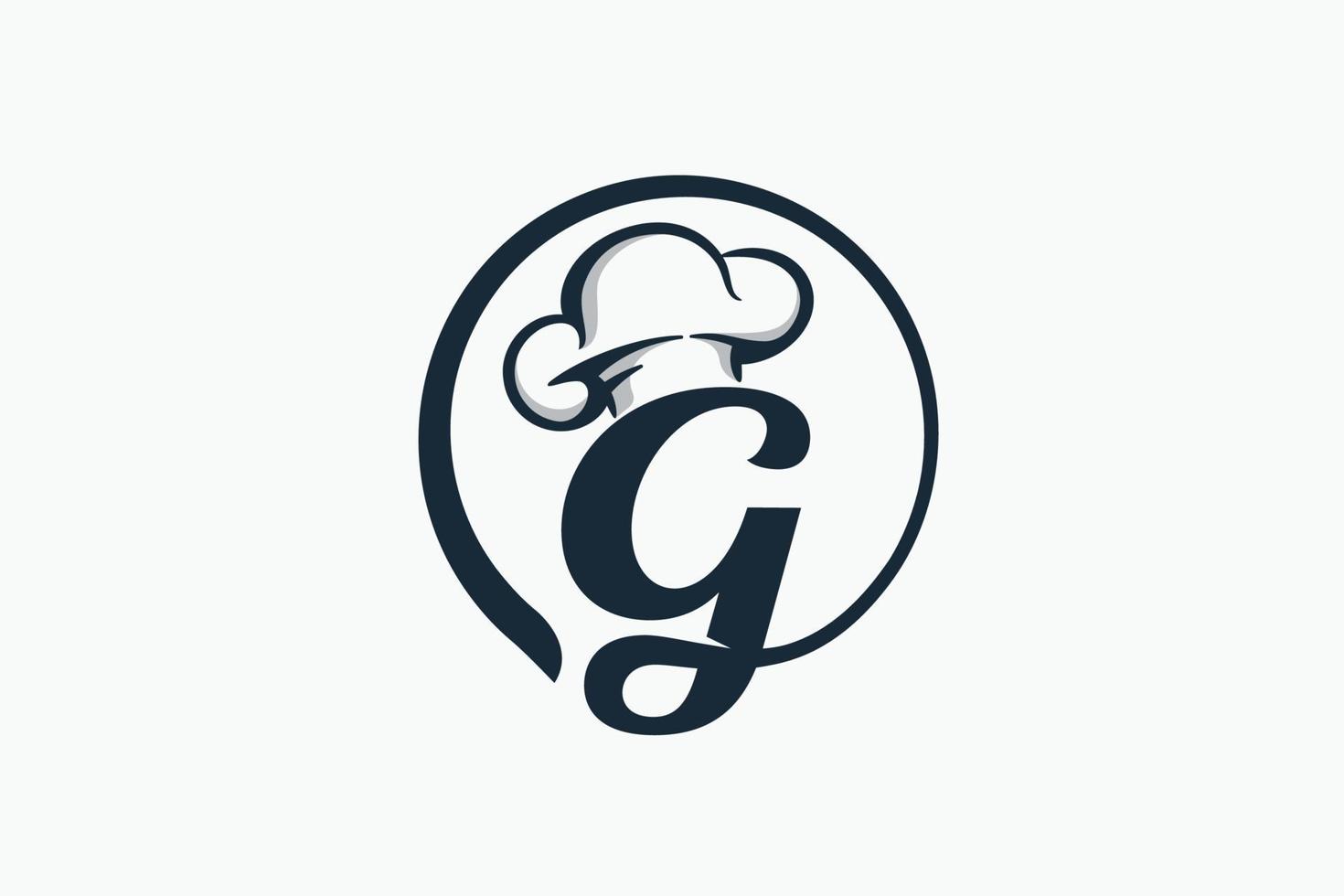 chef logo with a combination of letter g and chef hat for any business especially for restaurant, cafe, catering, etc. vector