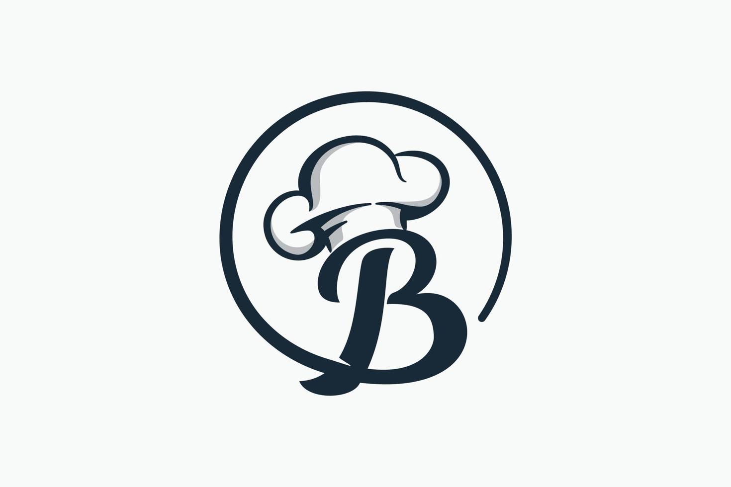 logotipo de chef con una combinación de letra b y sombrero de chef para cualquier negocio, especialmente para restaurante, cafetería, catering, etc. vector