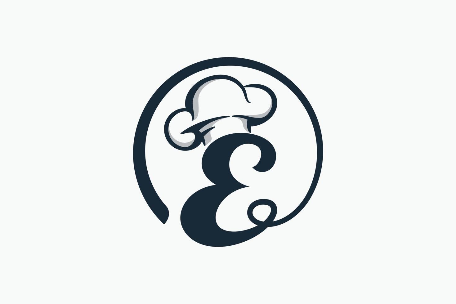 chef logo with a combination of letter e and chef hat for any business especially for restaurant, cafe, catering, etc. vector