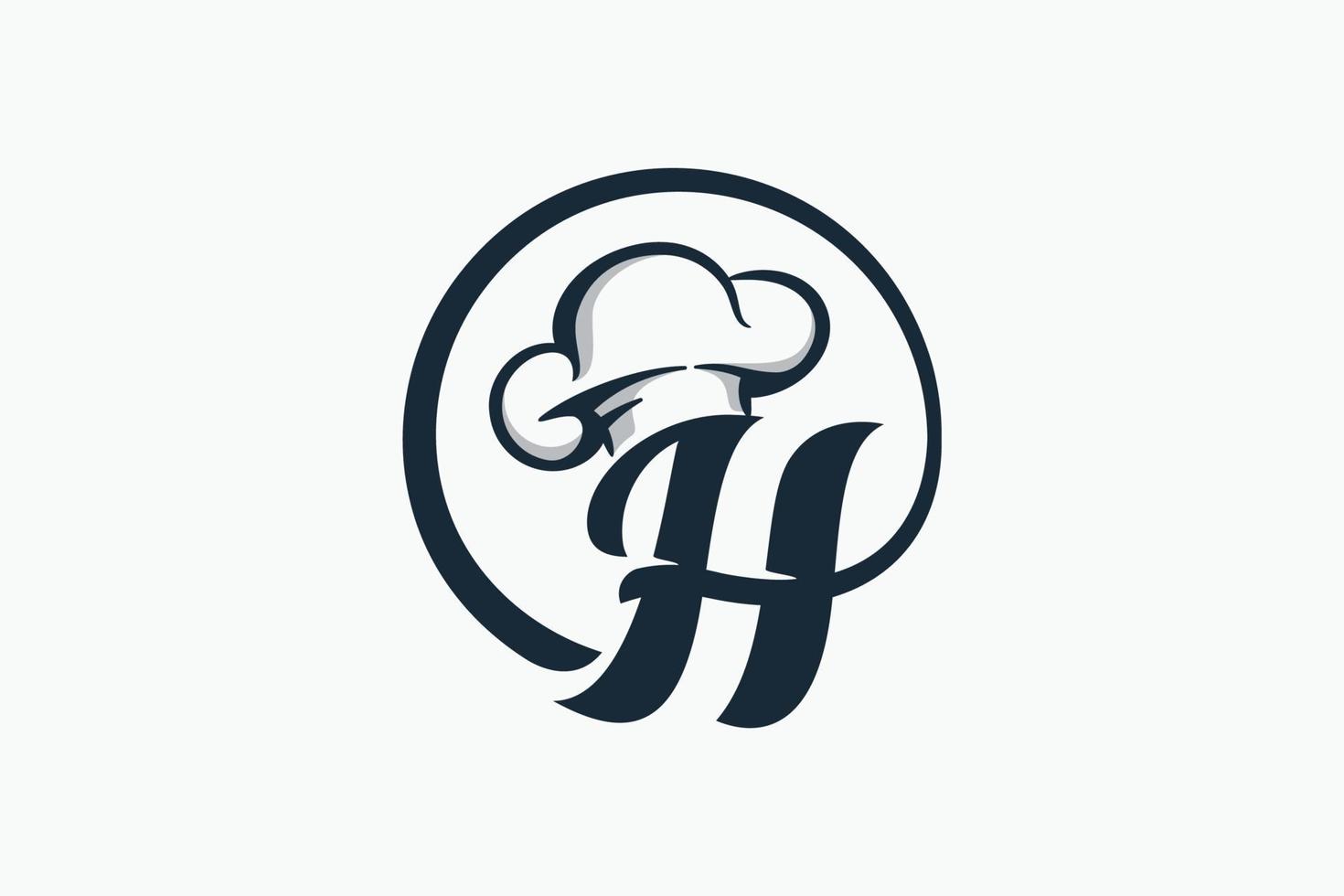chef logo with a combination of letter h and chef hat for any business especially for restaurant, cafe, catering, etc. vector