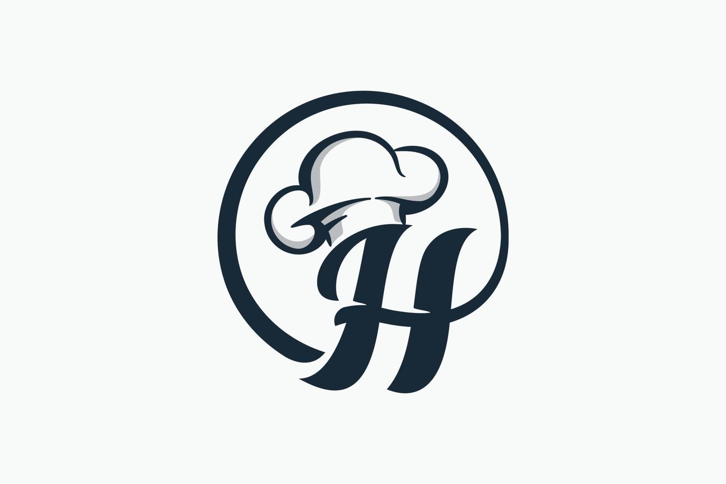 logotipo de chef con una combinación de letra h y sombrero de chef para cualquier negocio, especialmente para restaurante, cafetería, catering, etc. vector