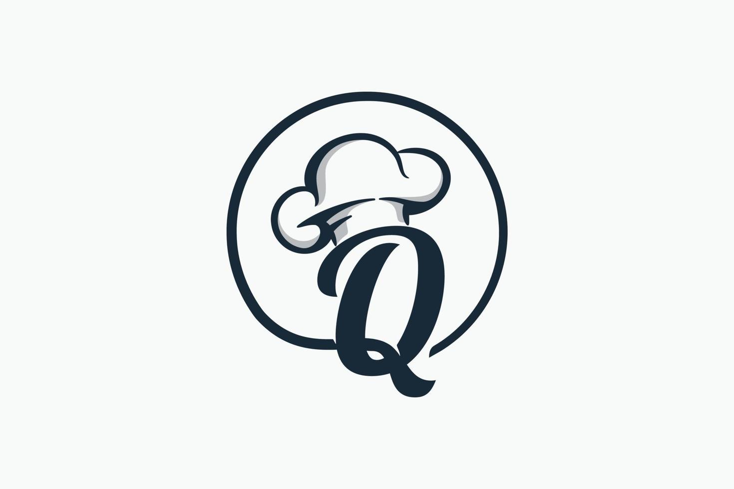 logotipo de chef con una combinación de letra q y sombrero de chef para cualquier negocio, especialmente para restaurante, cafetería, catering, etc. vector