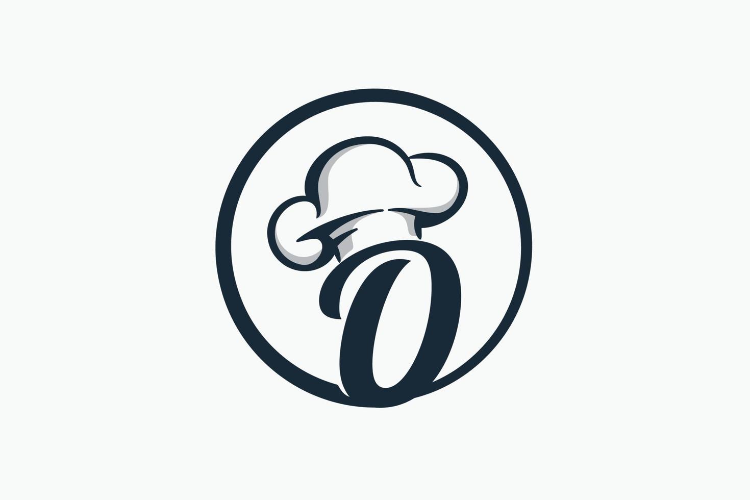 logotipo de chef con una combinación de letra o y sombrero de chef para cualquier negocio, especialmente para restaurante, cafetería, catering, etc. vector