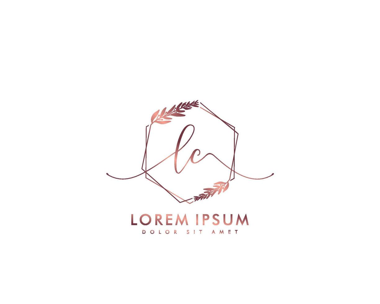 Initial LC Feminine logo beauty monogram and elegant logo design, handwriting logo of initial signature, wedding, fashion, floral and botanical with creative template vector