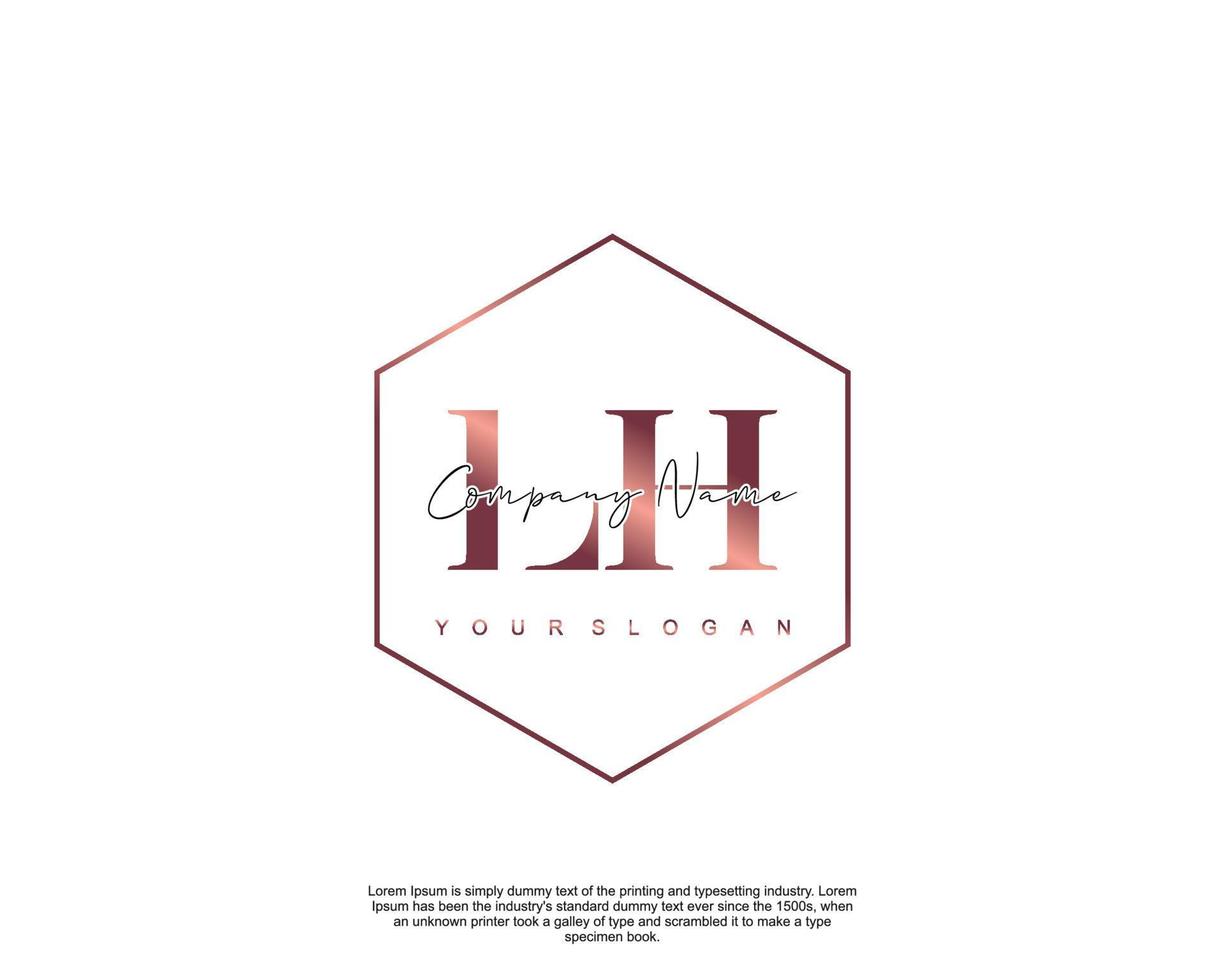 Initial LH Feminine logo beauty monogram and elegant logo design, handwriting logo of initial signature, wedding, fashion, floral and botanical with creative template vector