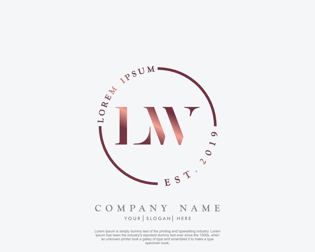 Initial LW Feminine logo beauty monogram and elegant logo design, handwriting logo of initial signature, wedding, fashion, floral and botanical with creative template vector