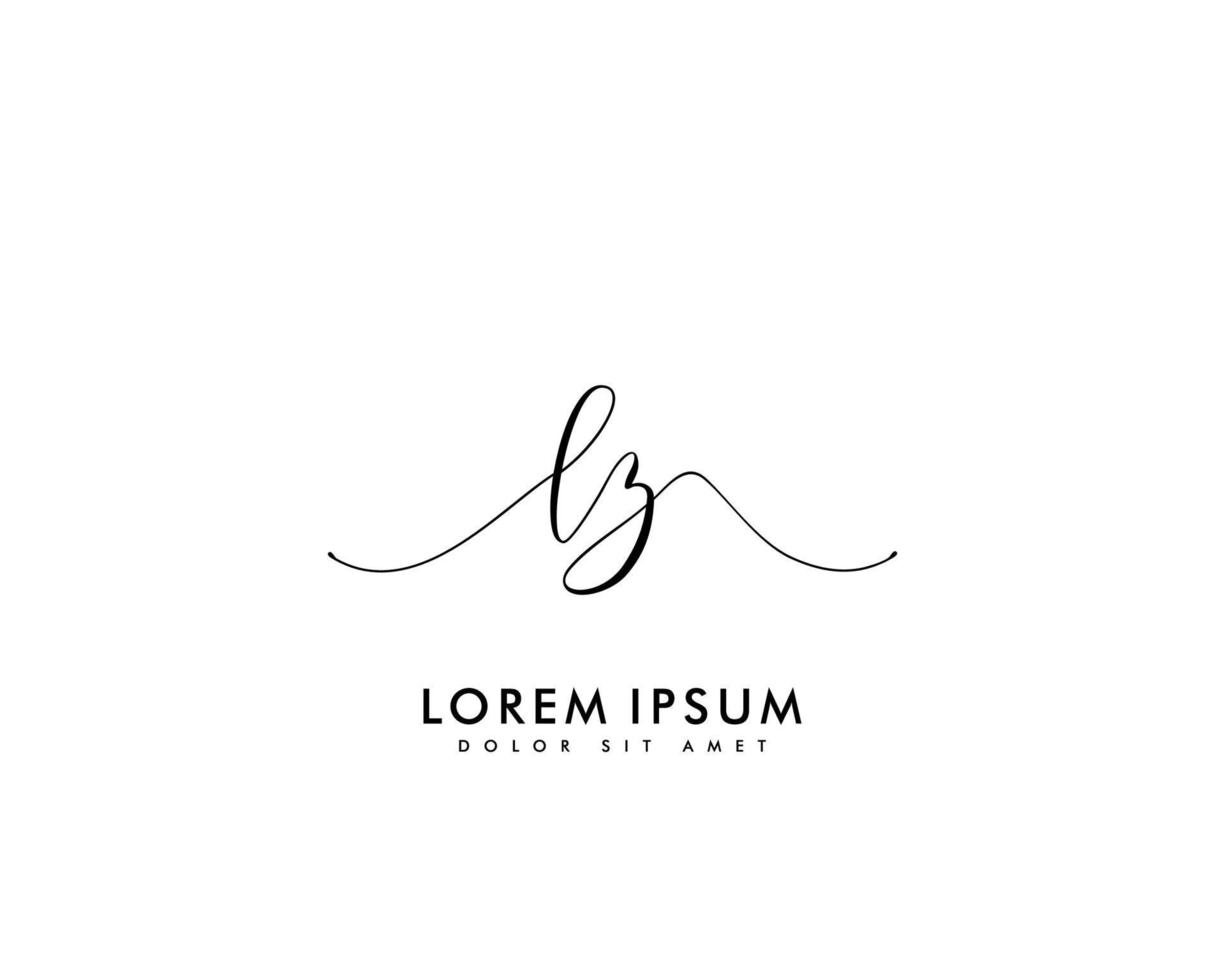 Initial LZ Feminine logo beauty monogram and elegant logo design, handwriting logo of initial signature, wedding, fashion, floral and botanical with creative template vector