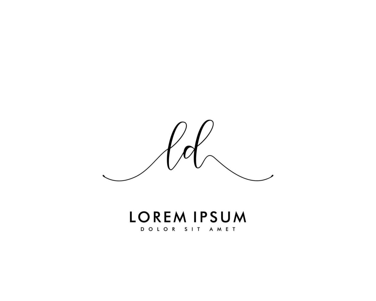 Initial LD Feminine logo beauty monogram and elegant logo design, handwriting logo of initial signature, wedding, fashion, floral and botanical with creative template vector