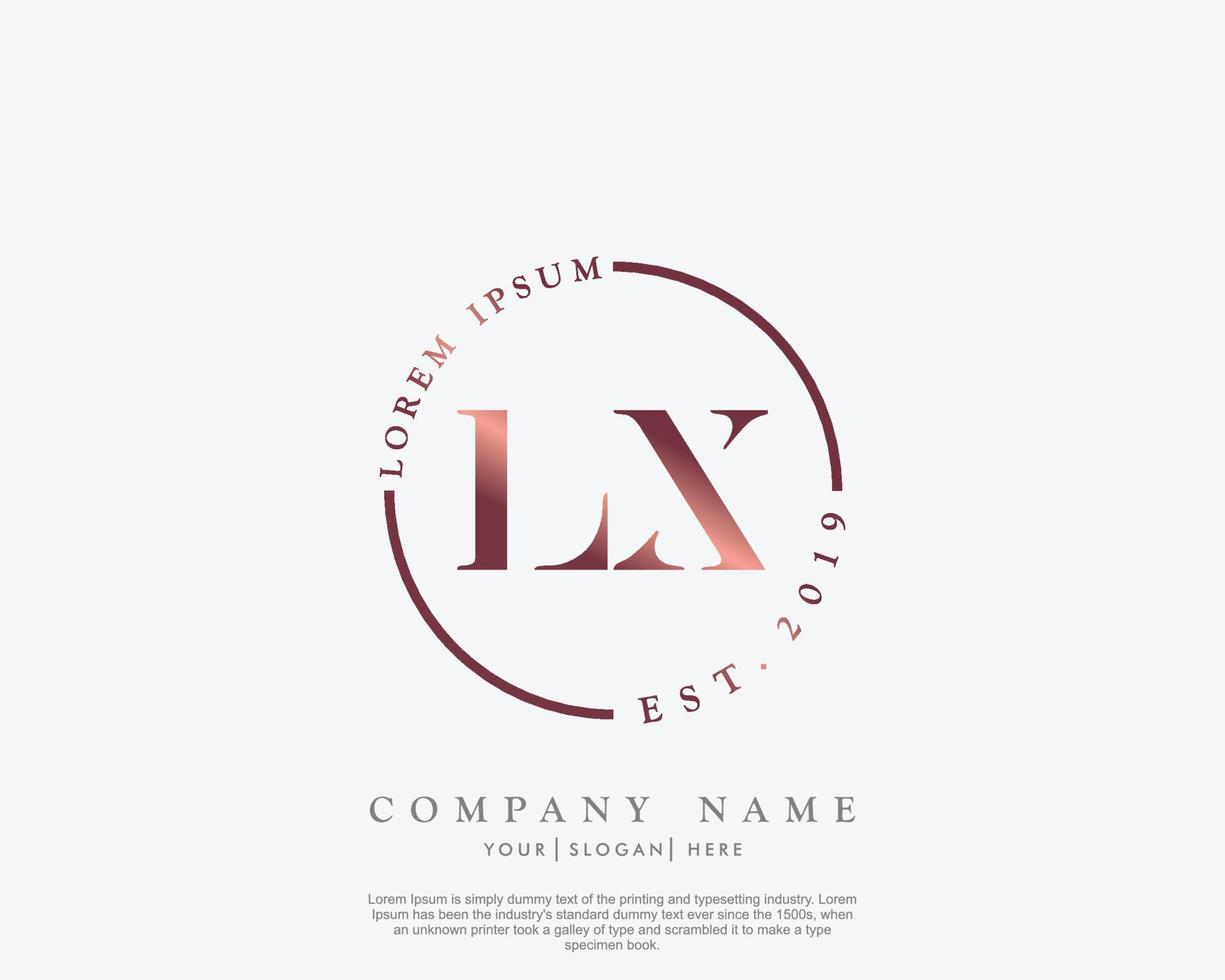 Initial LX Feminine logo beauty monogram and elegant logo design, handwriting logo of initial signature, wedding, fashion, floral and botanical with creative template vector