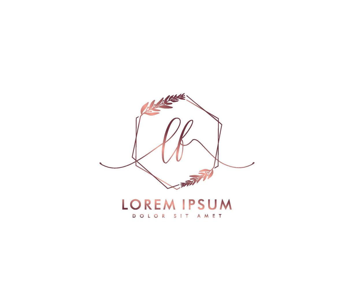 Initial LF Feminine logo beauty monogram and elegant logo design, handwriting logo of initial signature, wedding, fashion, floral and botanical with creative template vector