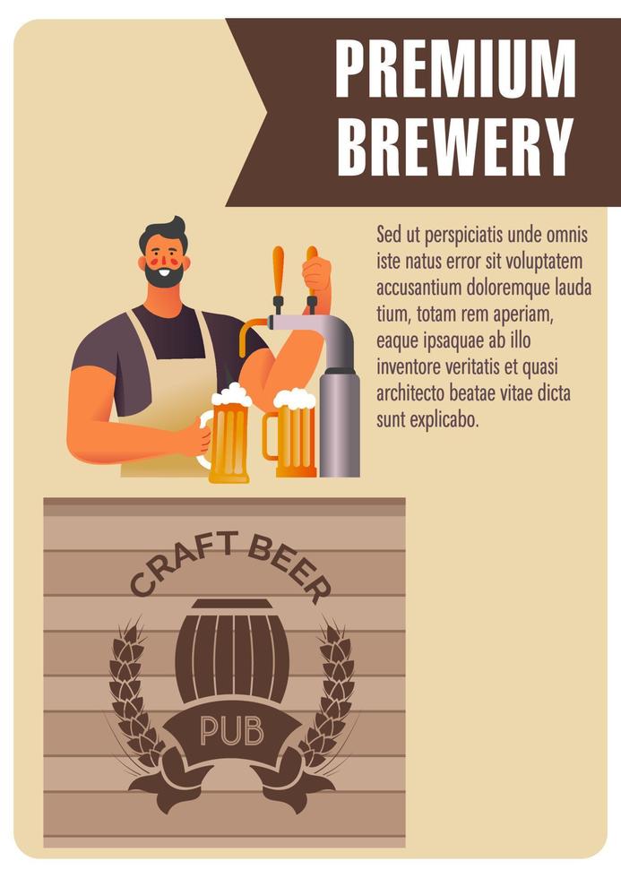 cervecería premium, cerveza artesanal, sabor y gusto vector