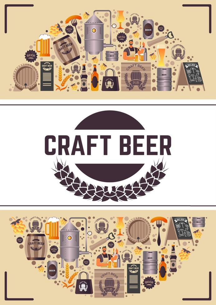 Craft beer, brewery with tasty alcoholic beverage vector