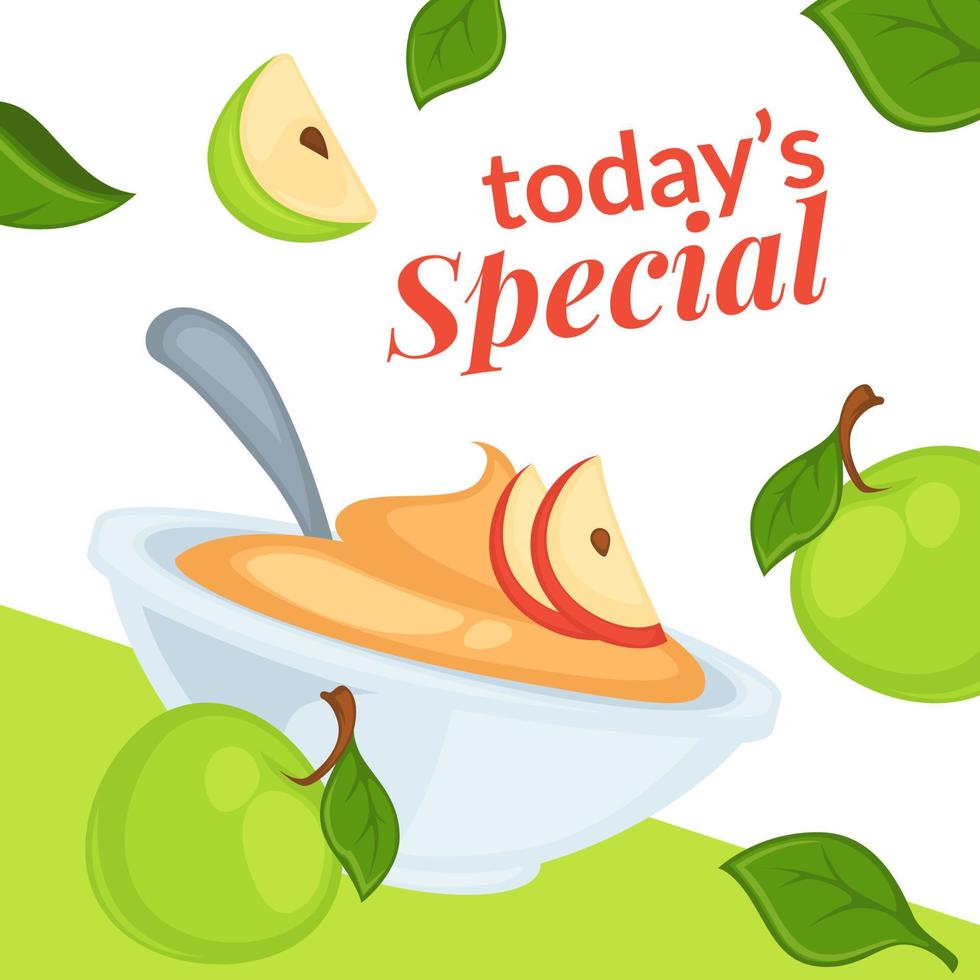 Todays special on desserts with apple slices sale vector